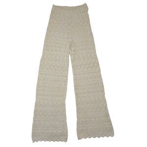 Handcrafted Crochet Wide-Leg Pants Boho Style - Beige Size S, NWOT
